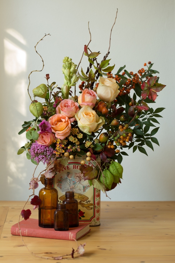 Vintage tin floral arrangement